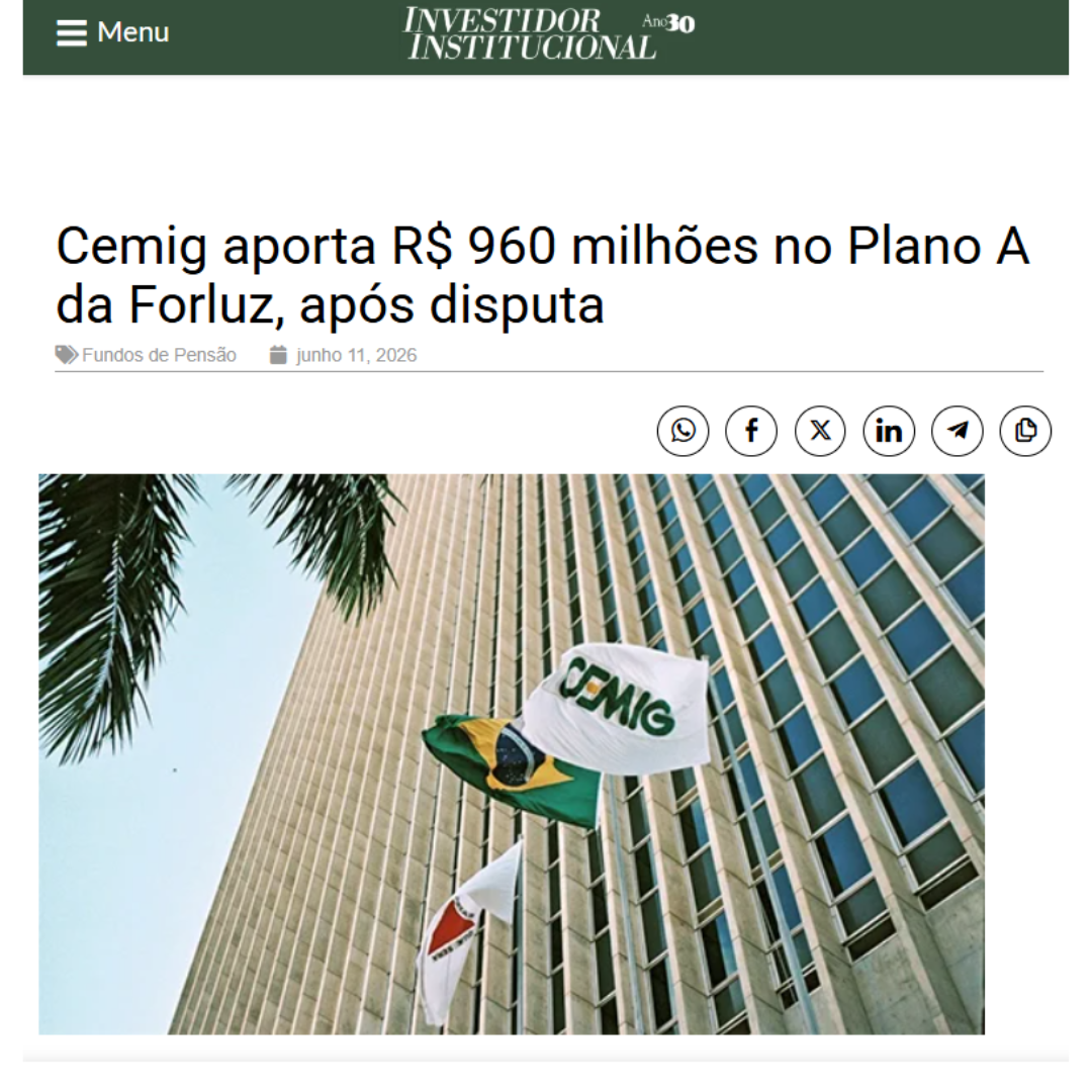 Cemig aporta R$ 960 milhões no Plano A da Forluz