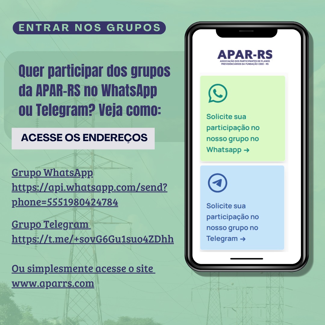 Como participar dos grupos da APAR-RS no WhatsApp ou Telegram